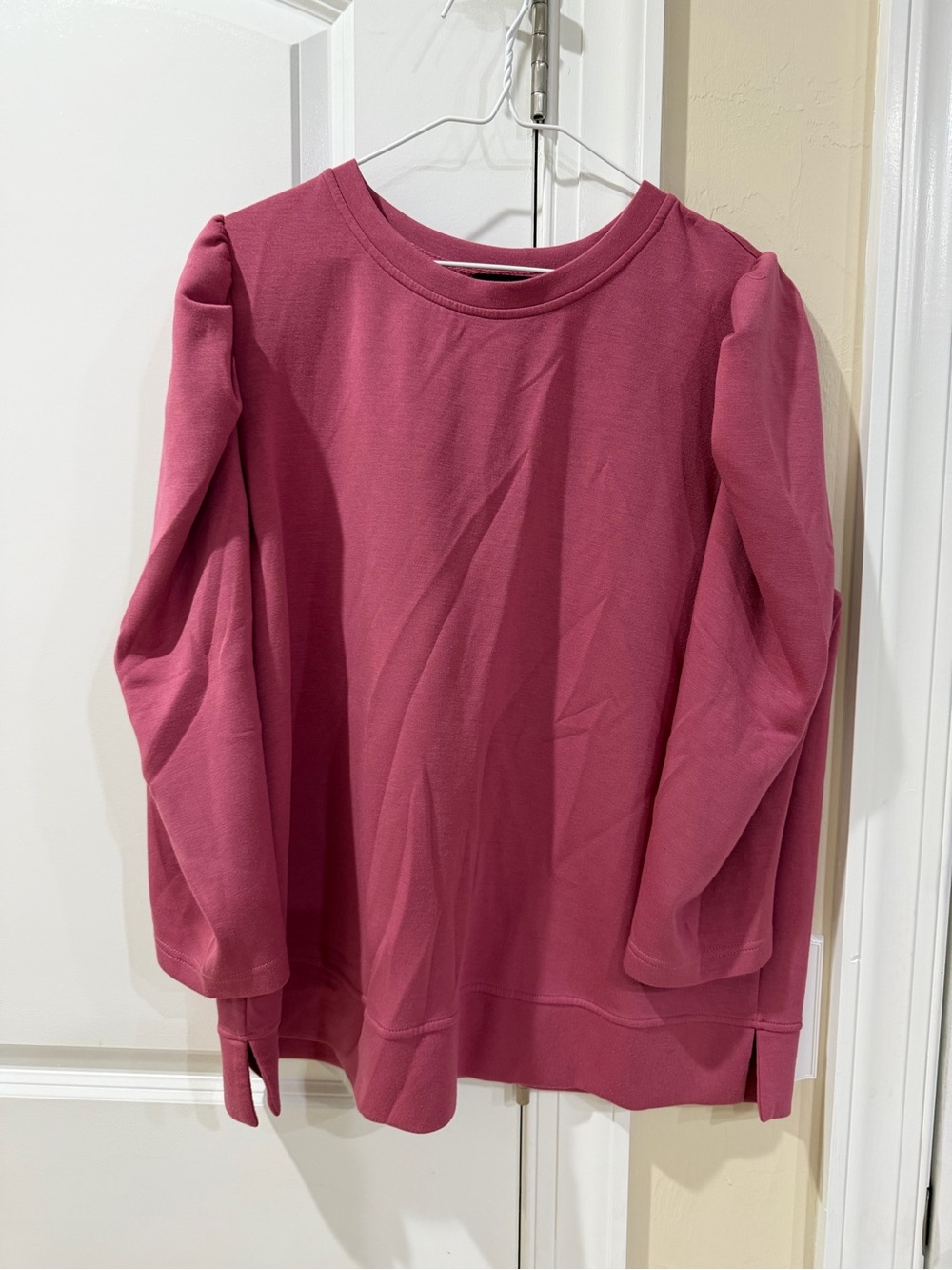 Cynthia Rowley Women's Pink Puff-Sleeve Sweatshirt 1X
